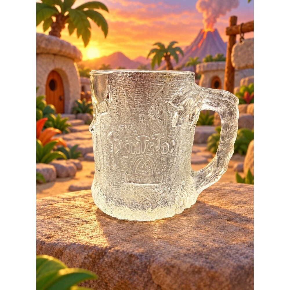 Vintage 1993 McDonald’s Flintstones TreeMendous RocDonald’s Glass Mug